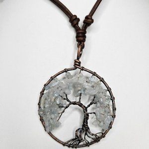 Artesian Copper Aquamarine Tree of Life Necklace Adjustable
